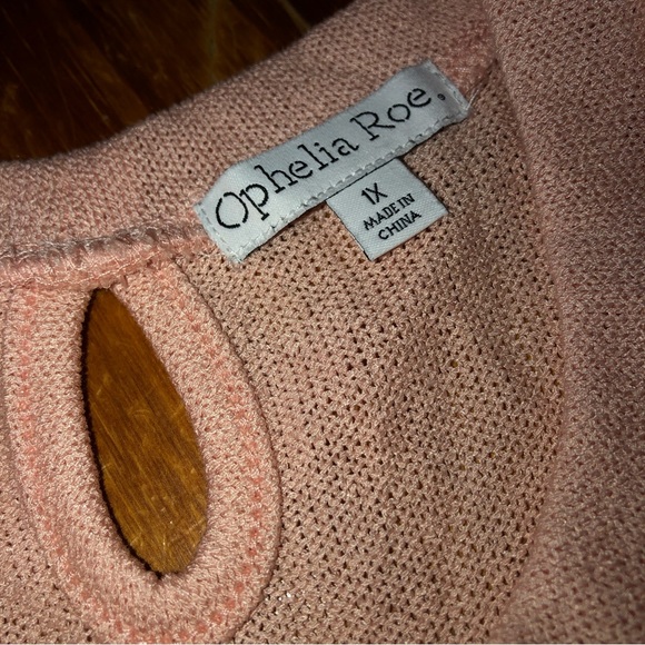 NWT Ophelia Roe peach puff sleeve thin sweater 1X - Picture 5 of 6